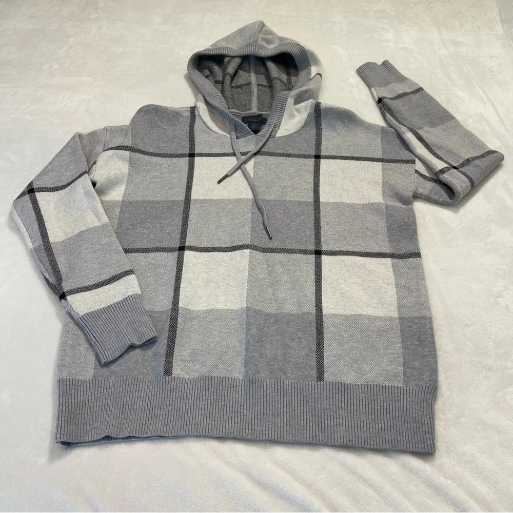 RACHAEL ROY WOMENS PULLOVER WITH HOOD SIZE SMALL , GRAY, WHITE